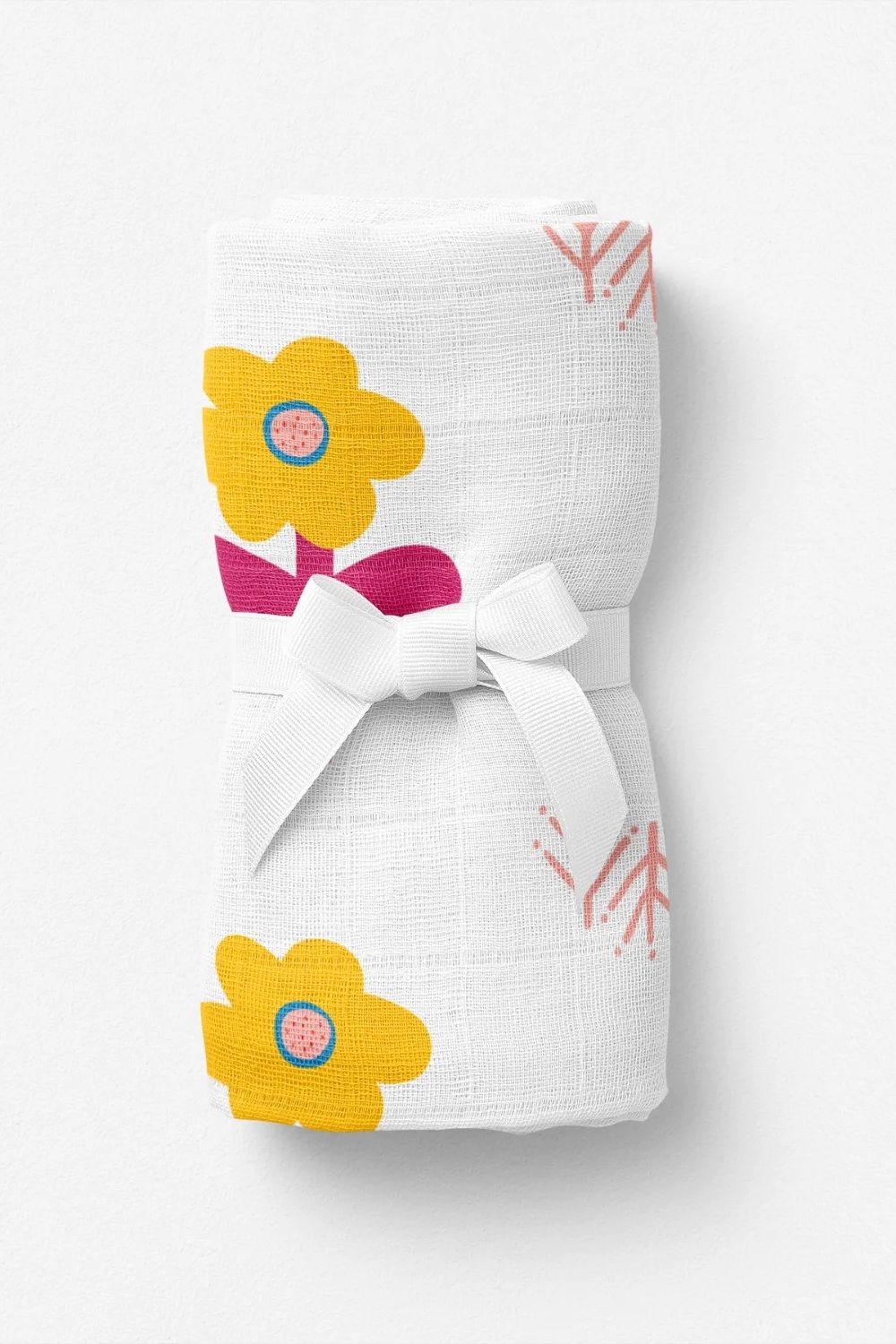 Big Flower Lemon Müslin Bebek Örtüsü - 70x70cm - 1