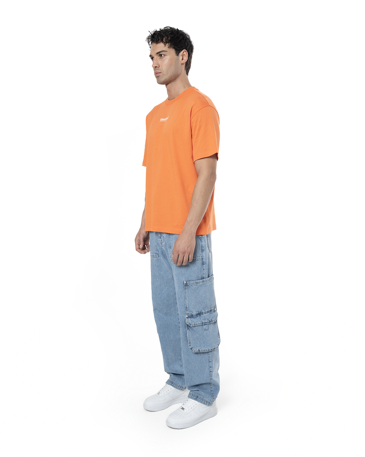 Unisex Oversize Love Is A Trap Baskili TiŞört - Turuncu - 1