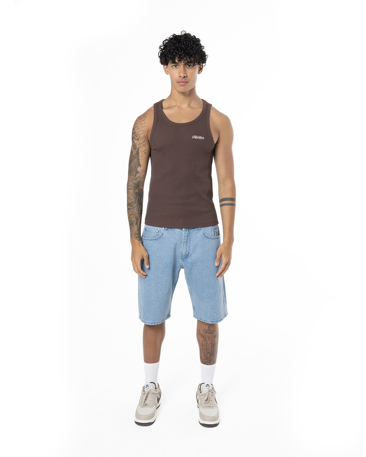 Erkek Fakemood Nakişli Top Tank - Kahverengi - 0