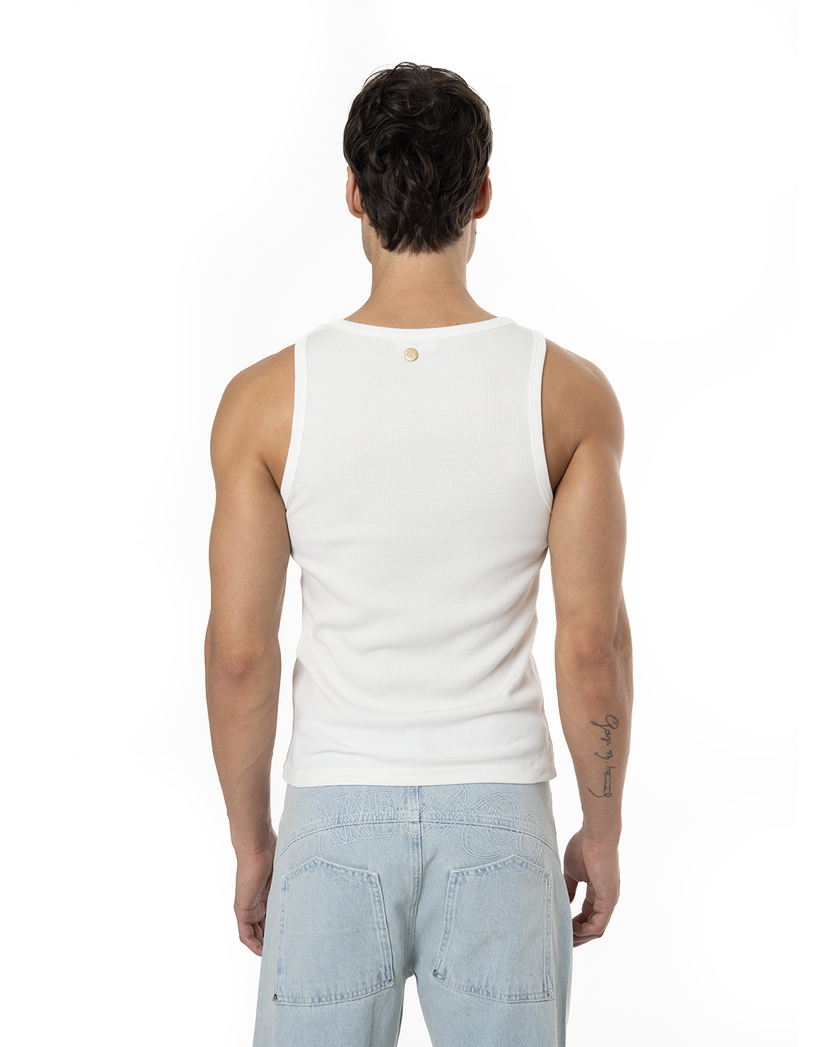 Erkek Fakemood Nakişli Top Tank - Beyaz - 1