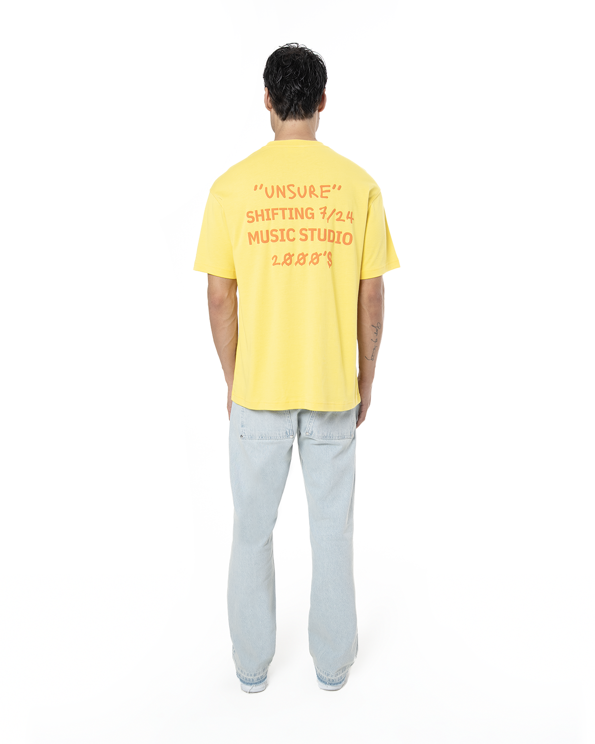 Erkek Oversize 2000'S Puff Baskili TiŞört - Neon Sari - 1