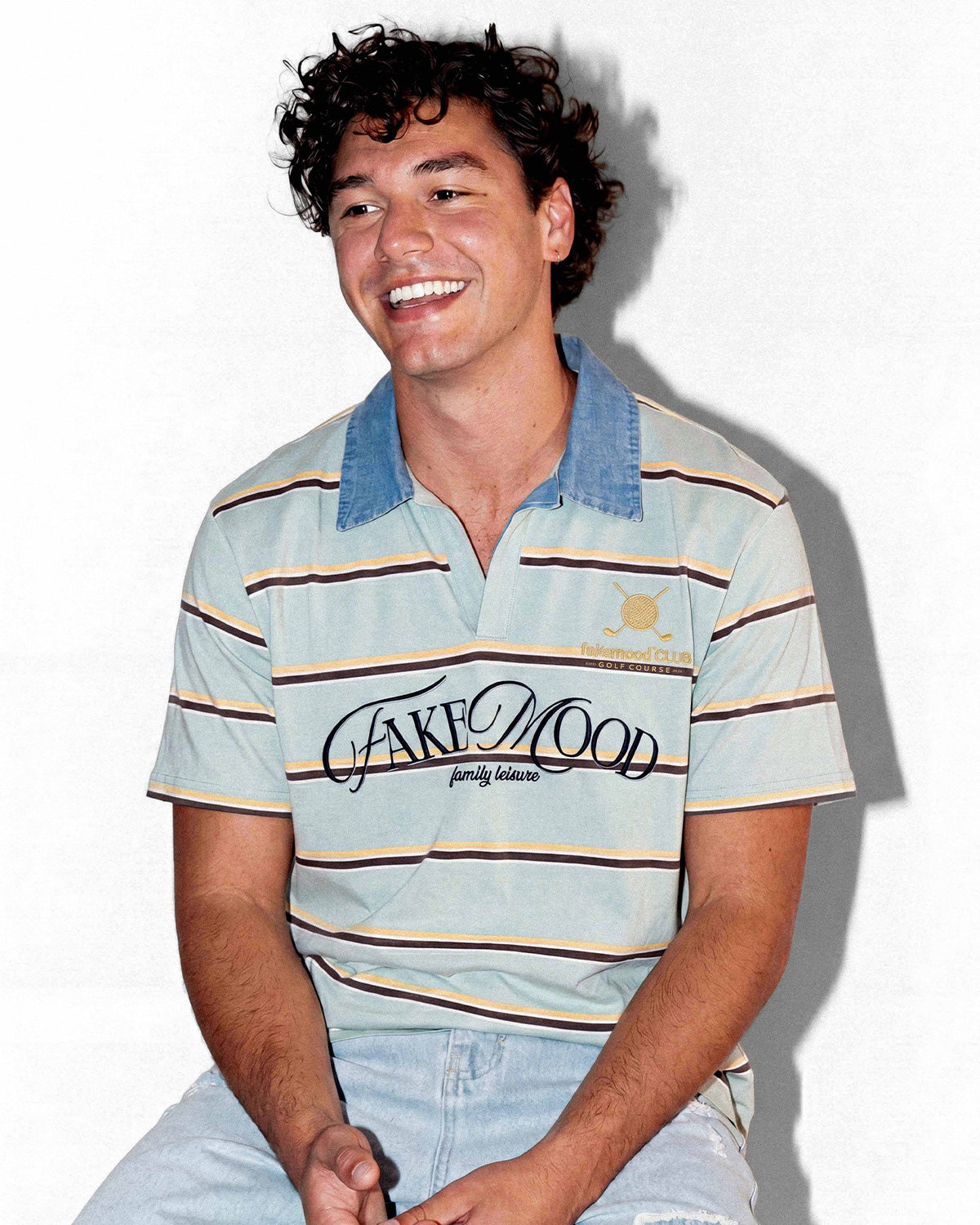 Unisex ÇiZgiLi Nakişli Golf Polo T-Shirt - YeşiL - 3