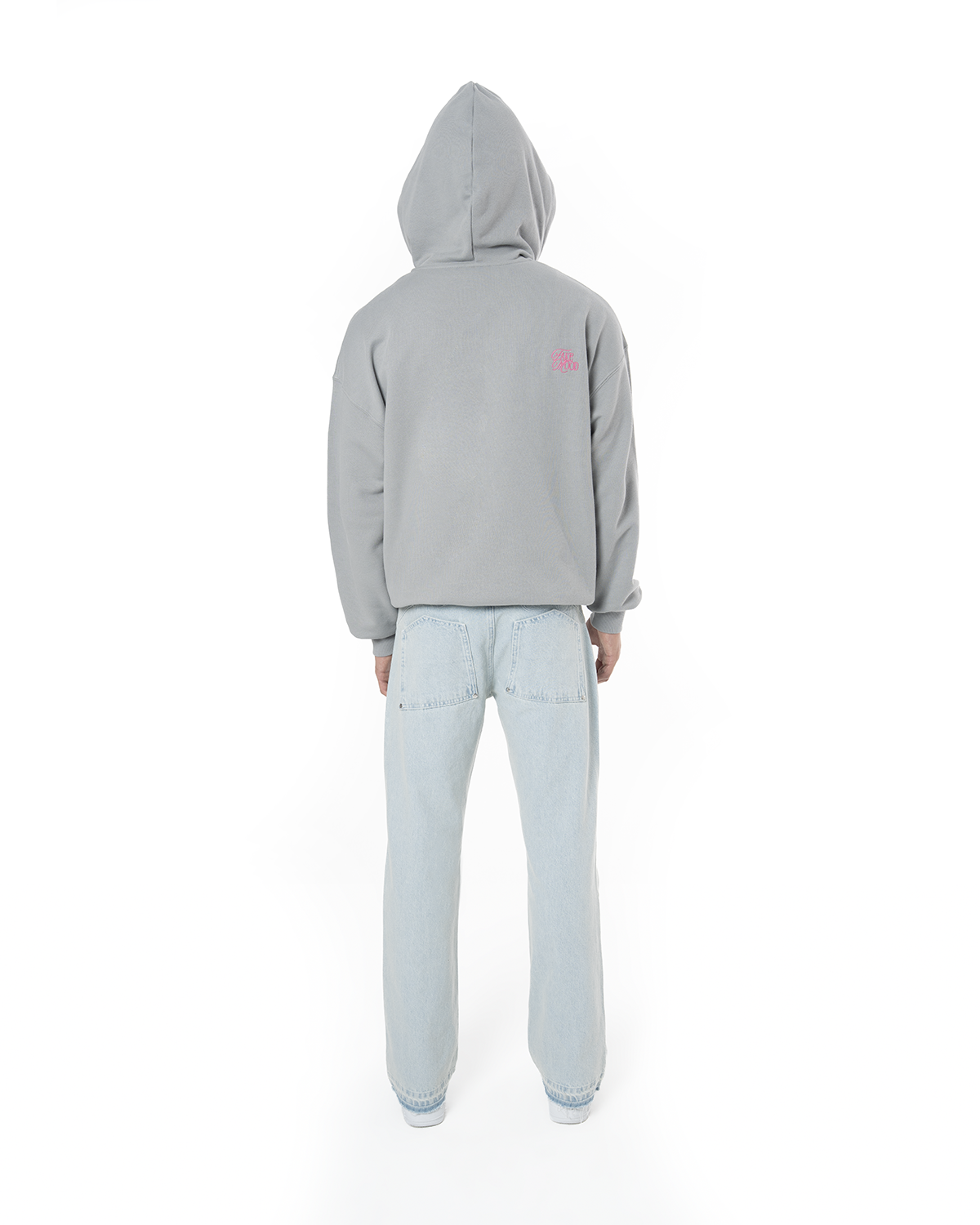 Erkek Oversize AsiMetriK KesiM Nakişli Zip Hoodie - Mavi - 2