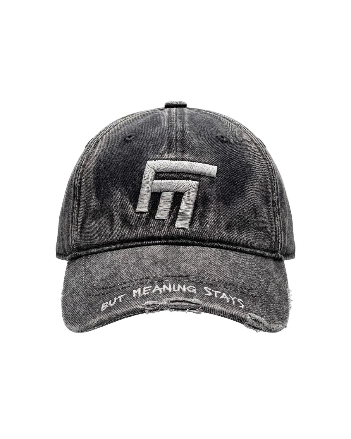 Unisex 3D Fm Icon Nakişli Yipratmali Denim Cap - Koyu Gri - 0