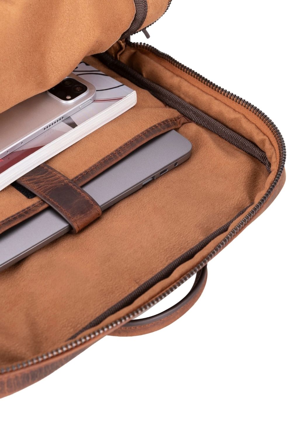 Atelier Classic Tan Hakiki Deri Laptop Sırt Çantası – 16” Uyumlu - 4