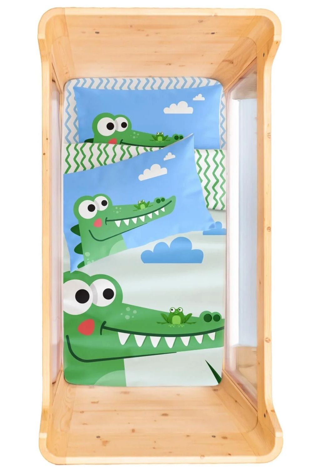 Croc-A-Dream Çift Taraflı Pamuk Saten Çok Renkli Bebek Nevresim Seti 100x150 Cm - 1