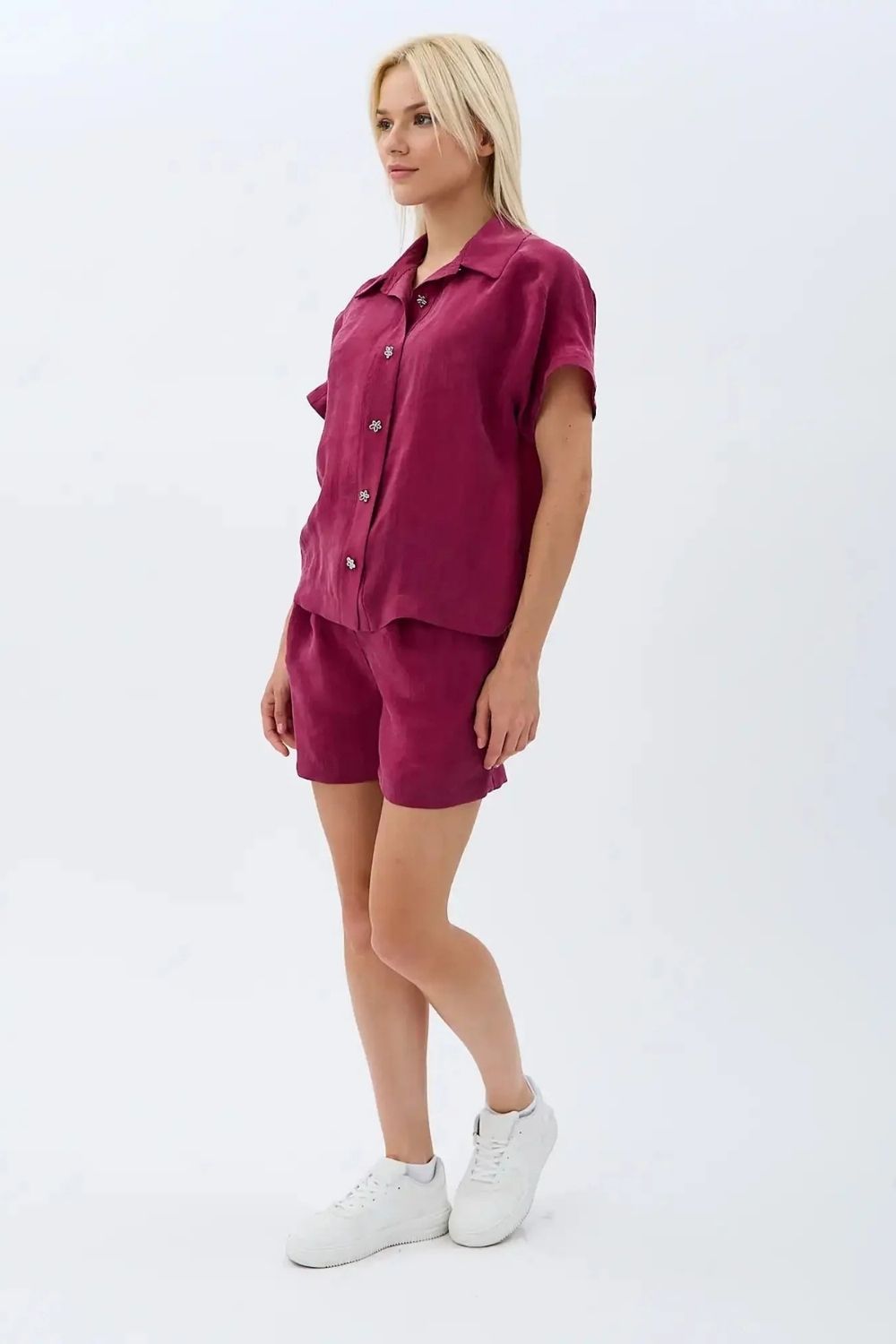 Cepli Düz Kesim Şort (Bordo) - 3