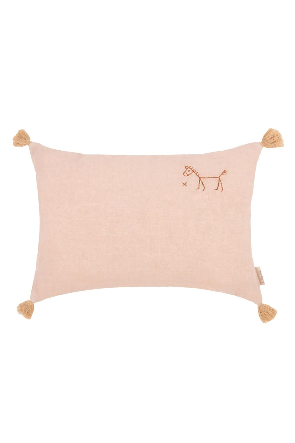İşlemeli Fransız Keten Yastık, Powder Pink - 0