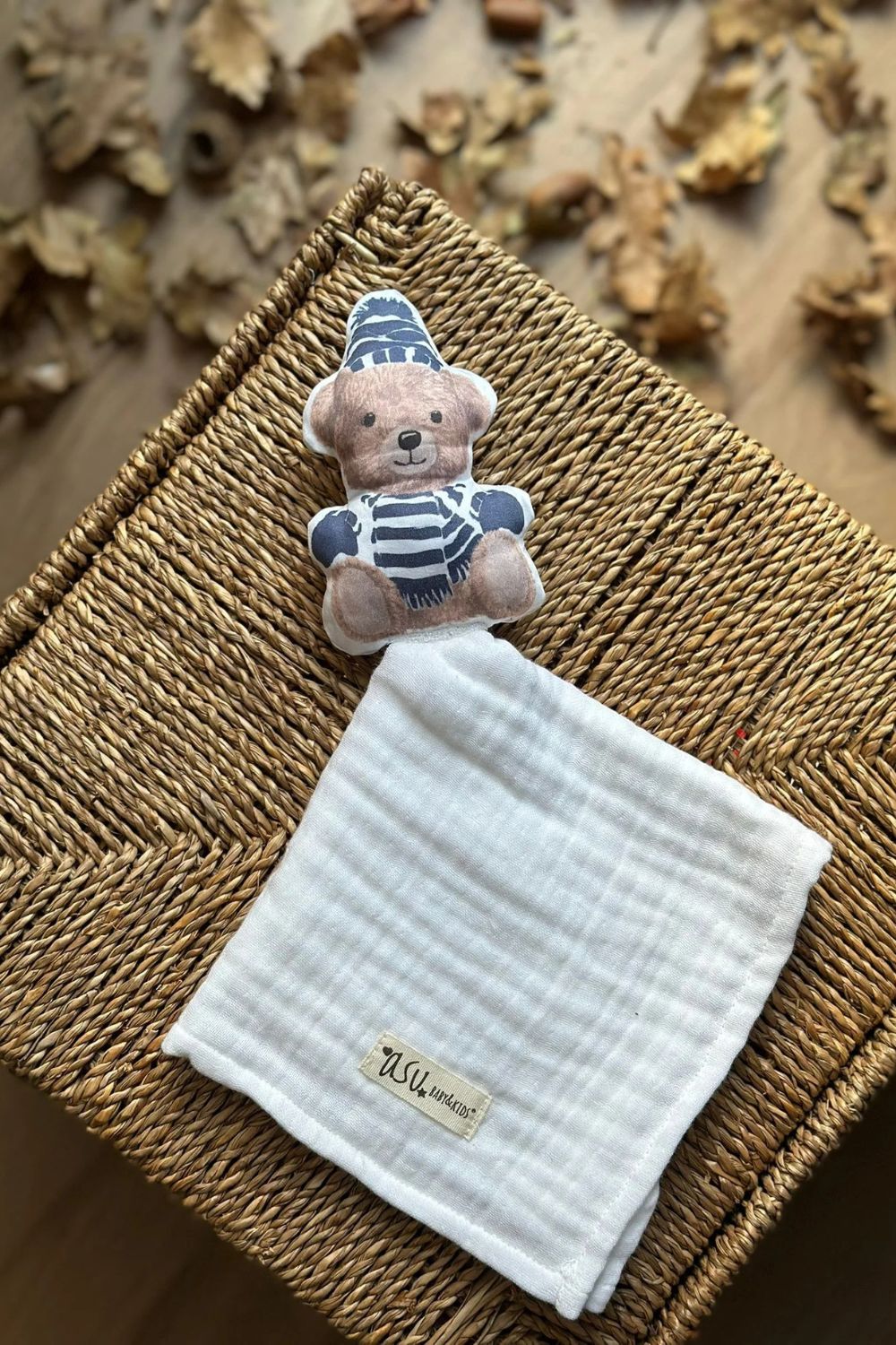 Organik Pamuk Uyku Arkadaşı Vintage Bear Lacivert - 0