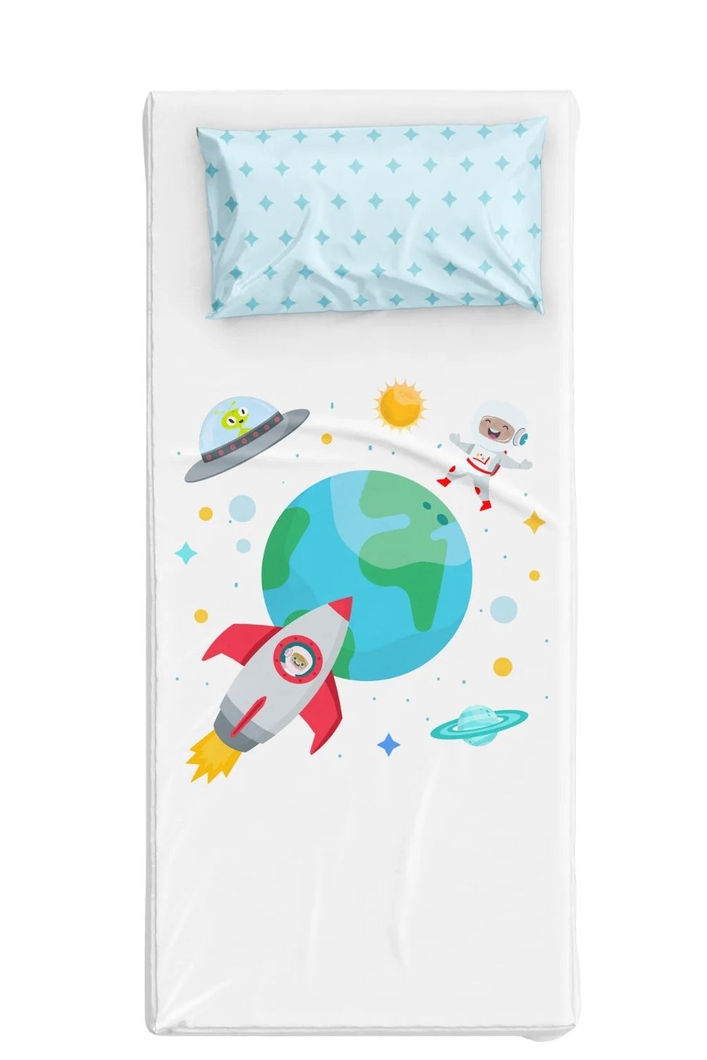 Spacey Pamuk Saten Çok Renkli Çocuk Çarşaf Seti 90x190 Cm - 0