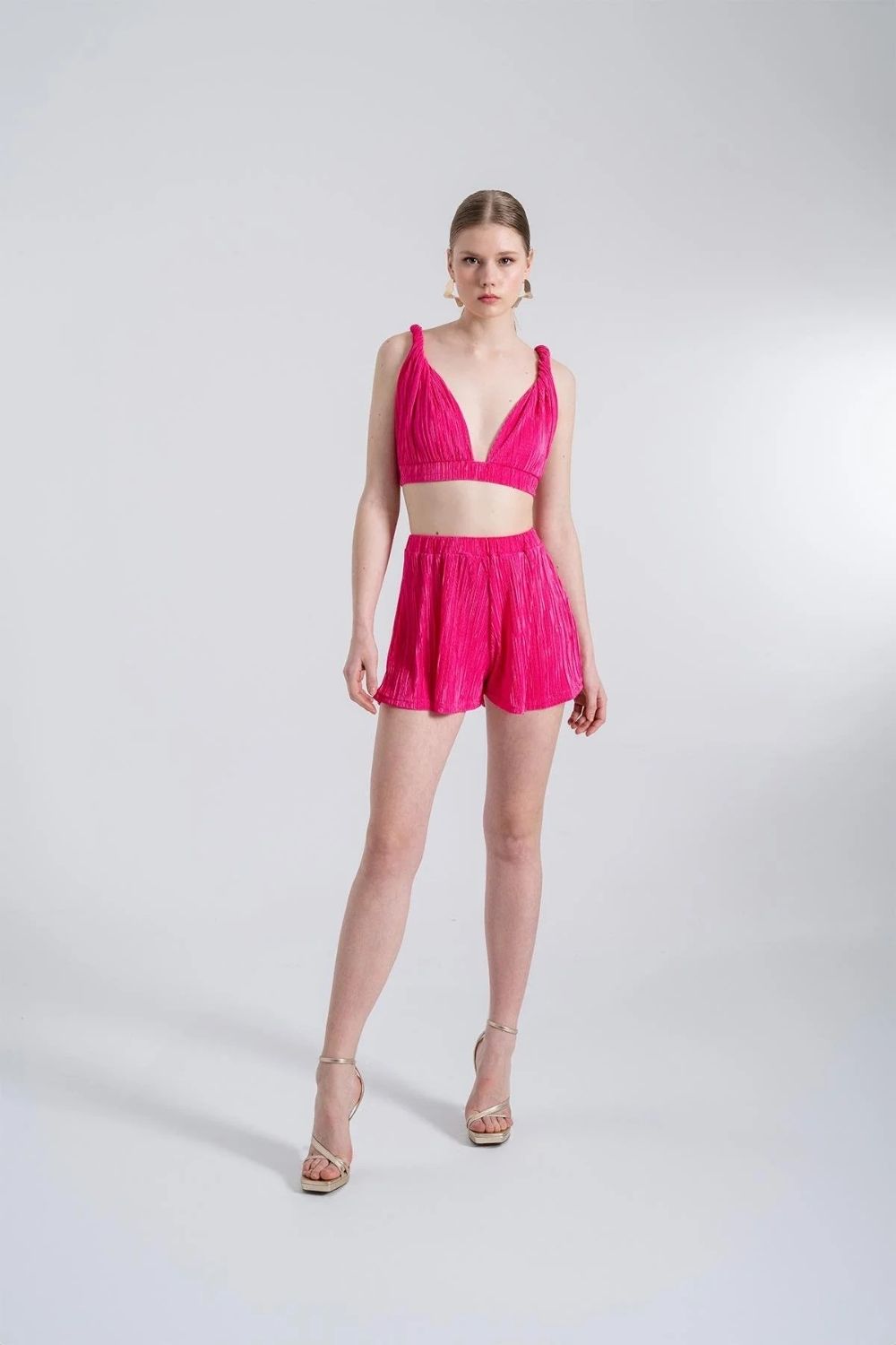 Beli Lastikli Mini Comfy Şort Pembe - 0