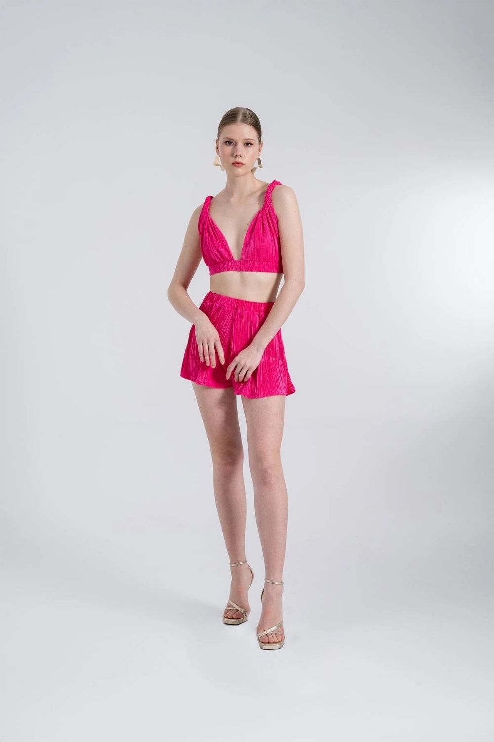 Beli Lastikli Mini Comfy Şort Pembe - 1