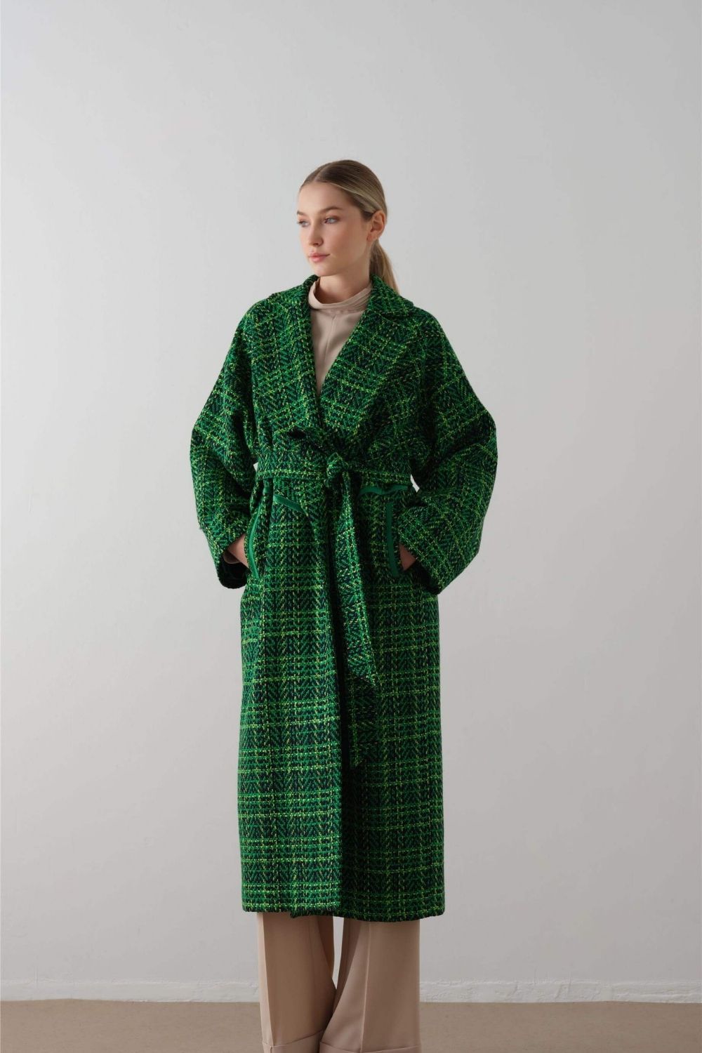 Oversize Ekose Kaban – Yeşil - 4