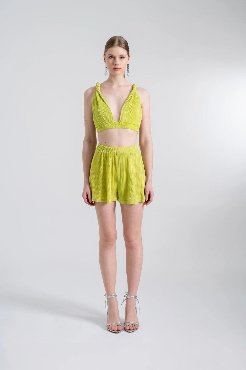 Beli Lastikli Mini Comfy Şort Yeşil - 0