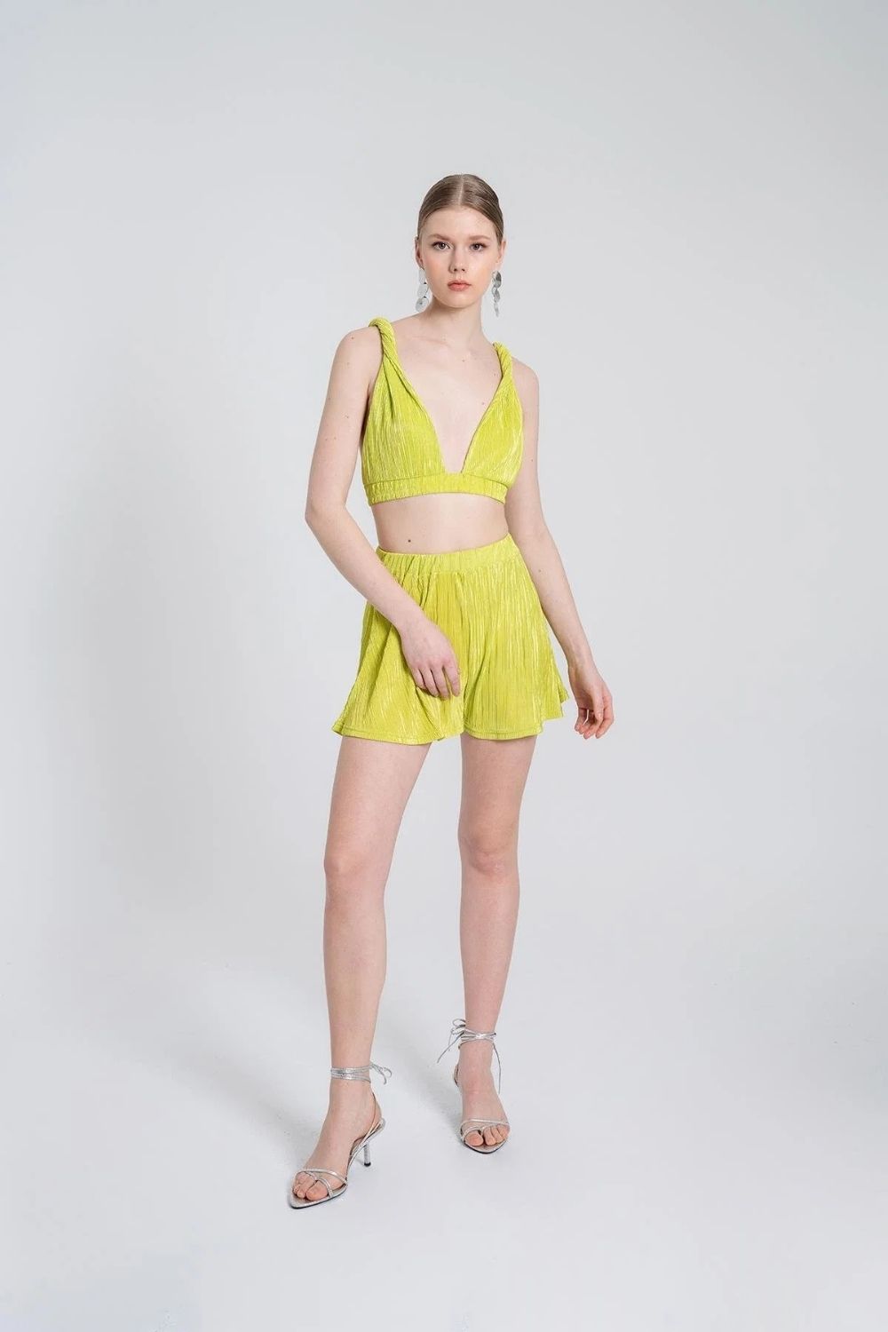 Beli Lastikli Mini Comfy Şort Yeşil - 1