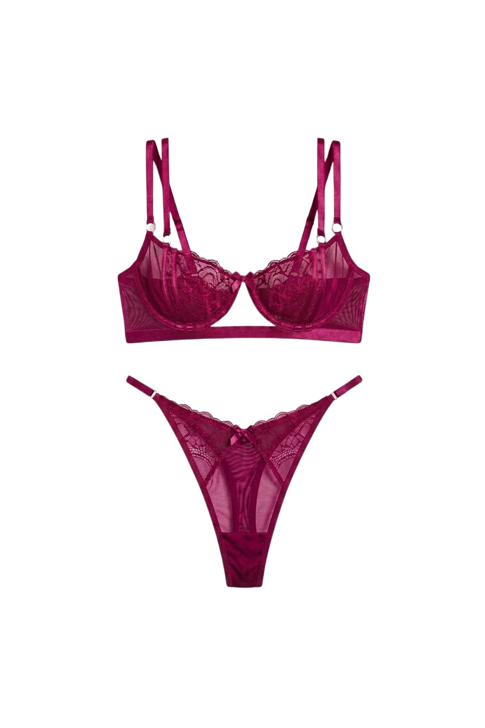 Leila Bra Set - Burgundy - 0