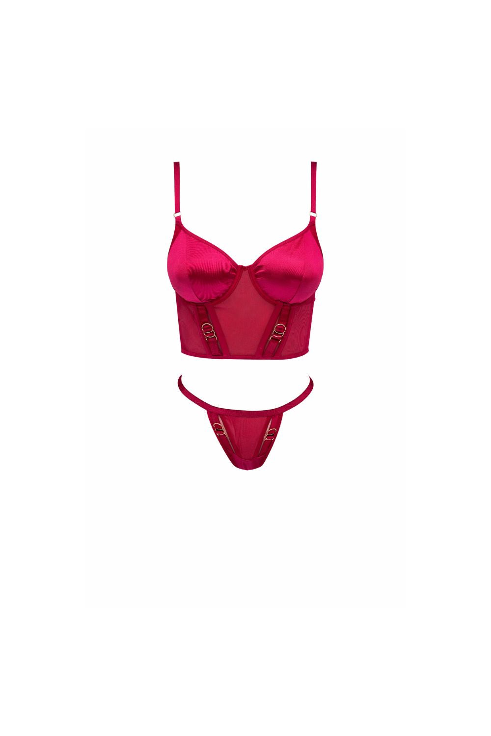 Charme Bouclé Bustier Set - Fuchsia - 0