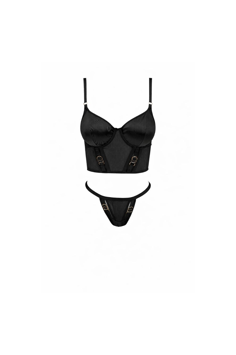 Charme Bouclé Bustier Set - Black - 0