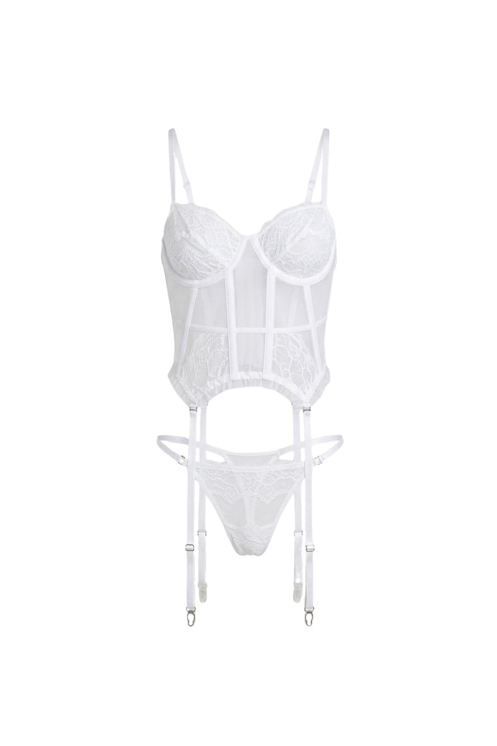 Fleur Sauvage Garter Set - White - 0