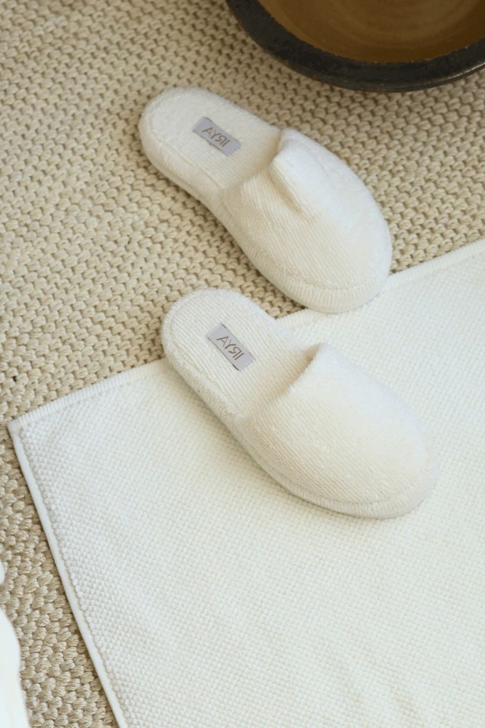 Solena Unisex Kalın Tabanlı Havlu Terlik Ekru - 0
