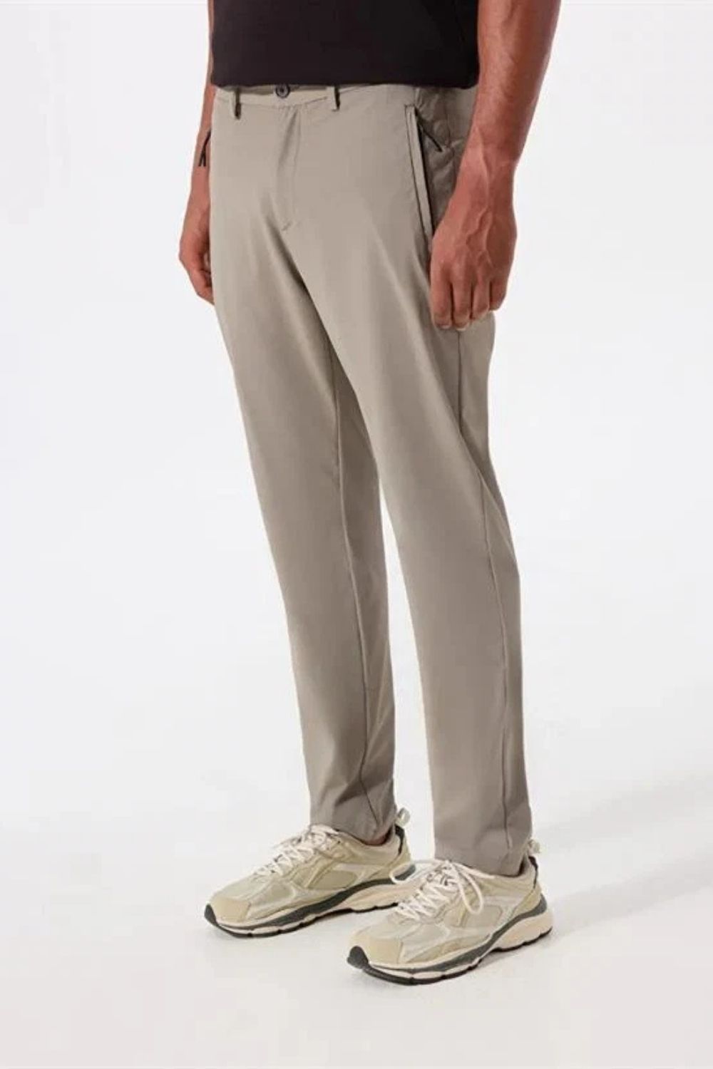 Fermuarlı Dik Cep Technic Kumaşlı Slim Fit Erkek Pantolon - 1