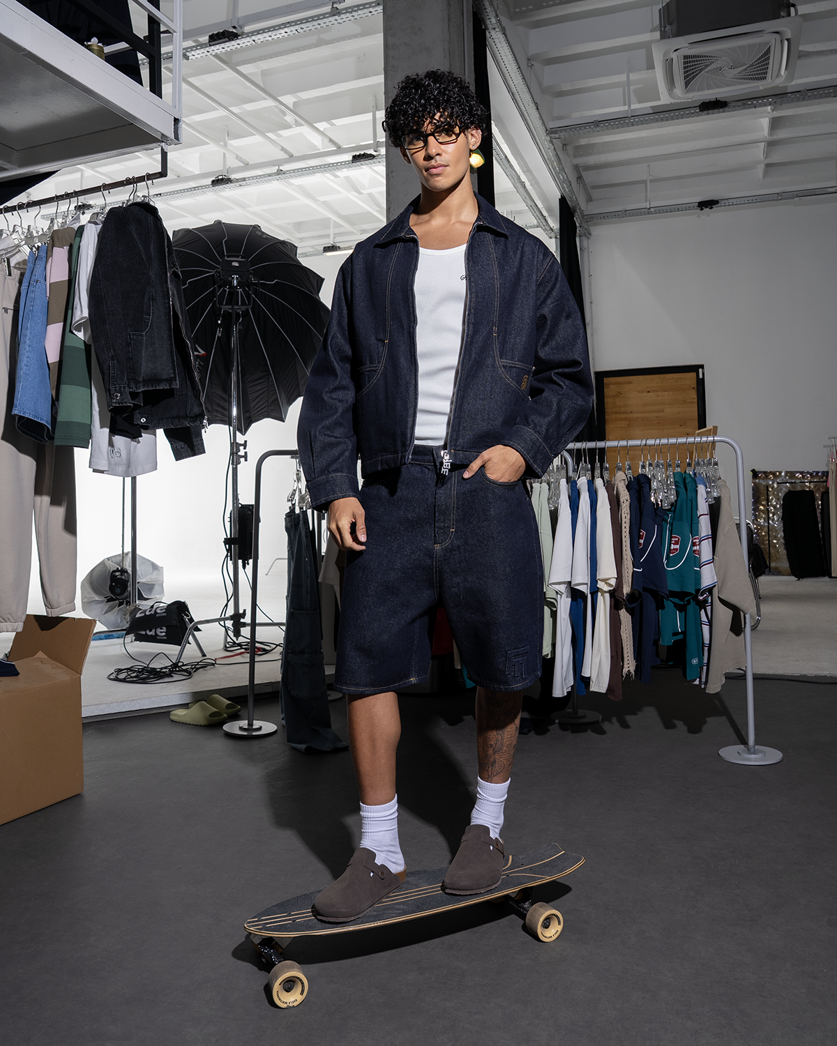 Unisex Fakemood Nakışlı Premium Raw Denim Ceket - Lacivert - 4