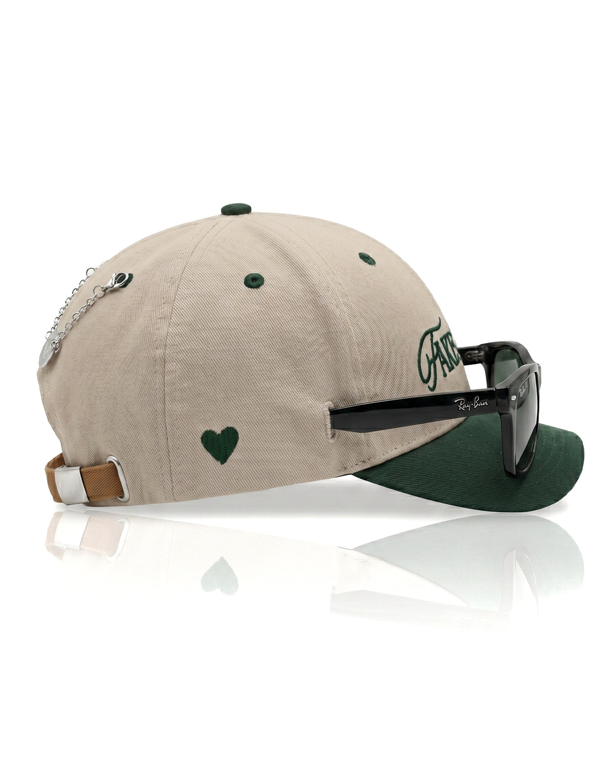 Unisex Nakışlı Çelik FM Madalyon Detaylı Cap - Bej / Yeşil / Kahverengi - 2