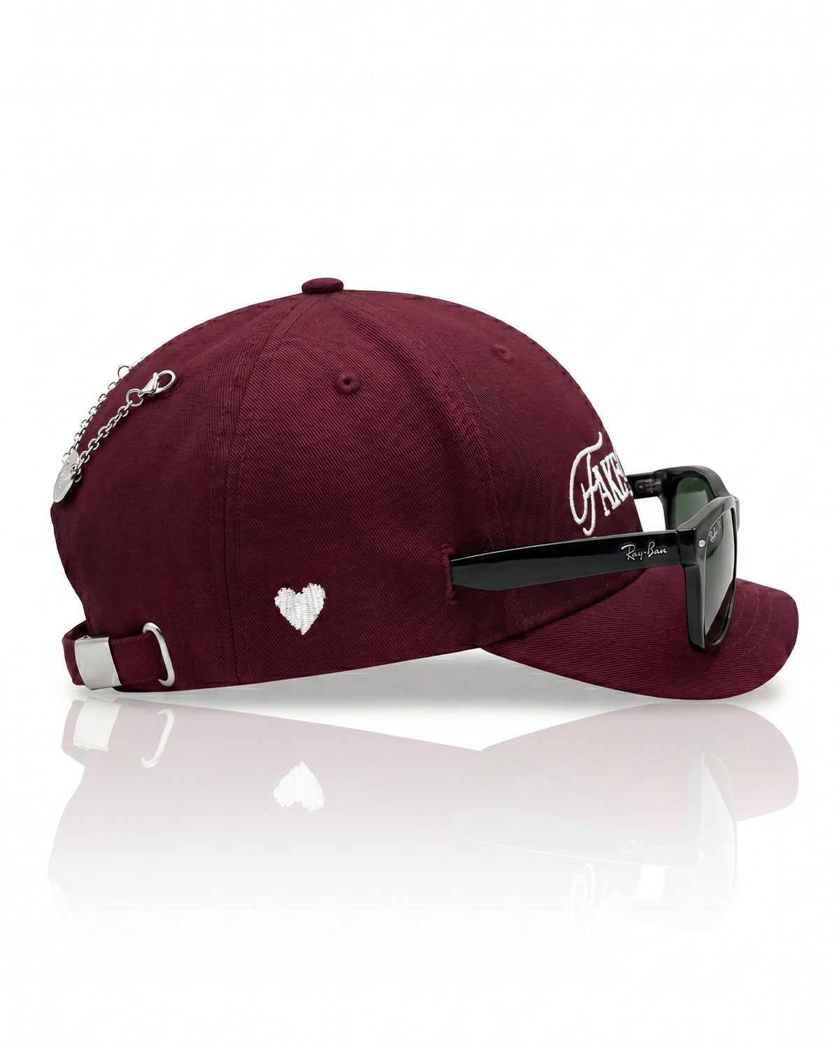 Unisex Nakışlı Çelik FM Madalyon Detaylı Cap - Bordo - 3