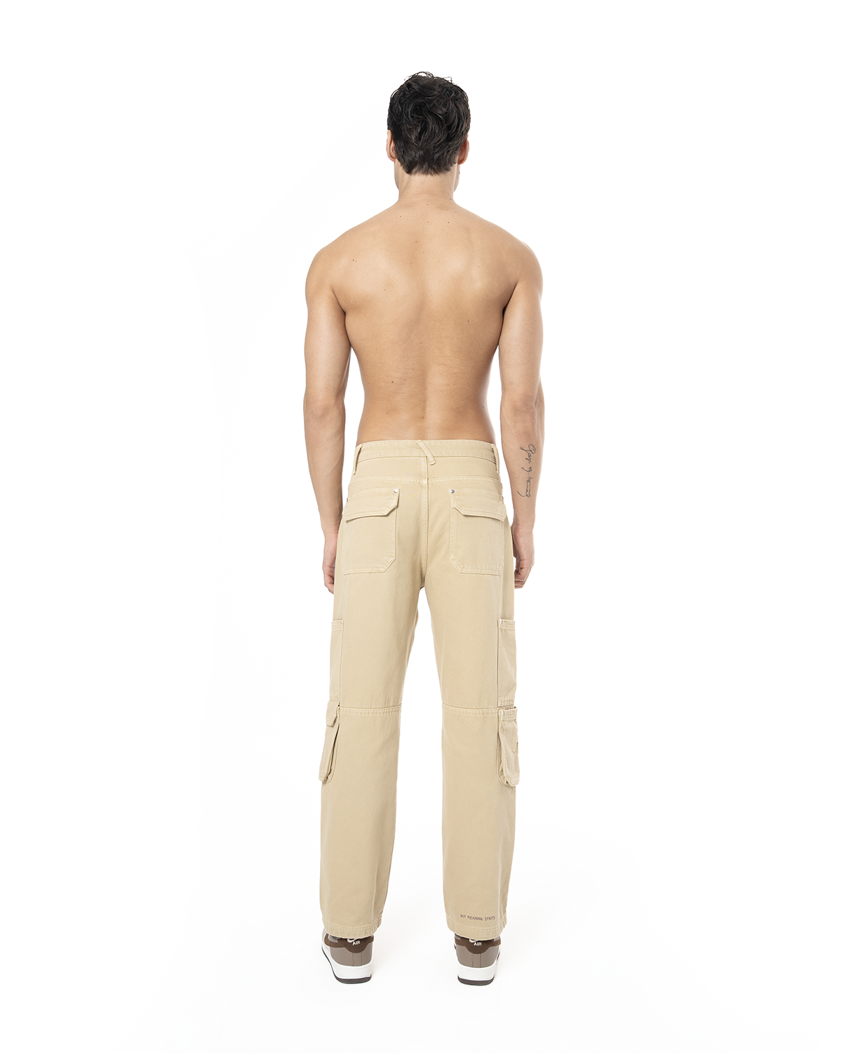 Unisex Relaxed Fit Logo Kabartmalı Nakış Detaylı Premium Kargo Pantolon - Bej - 1
