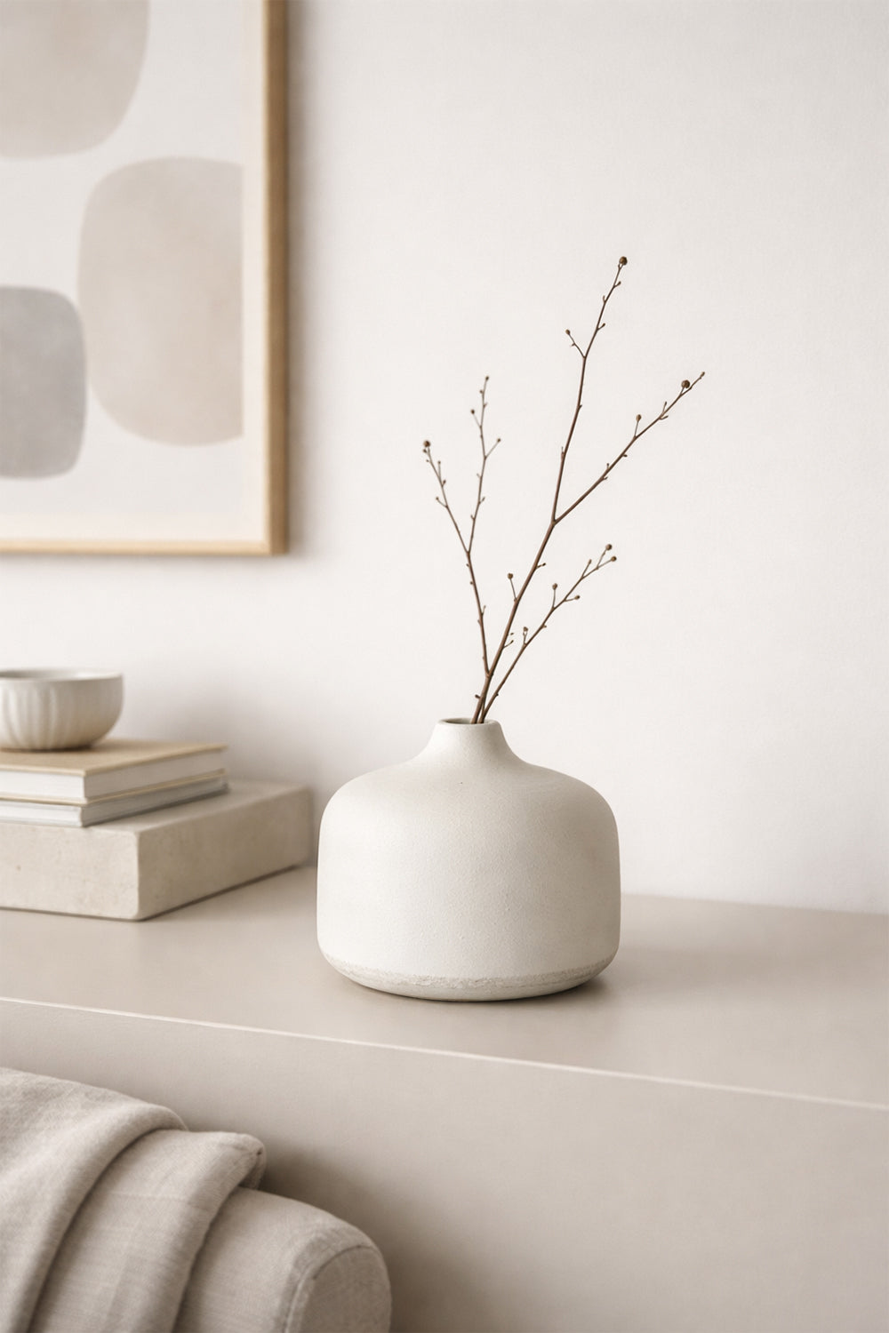 Yalın Mini Dekoratif Vazo - Modern Dekoratif Obje, Taş Dokulu Minimal İskandinav Vazo - 0
