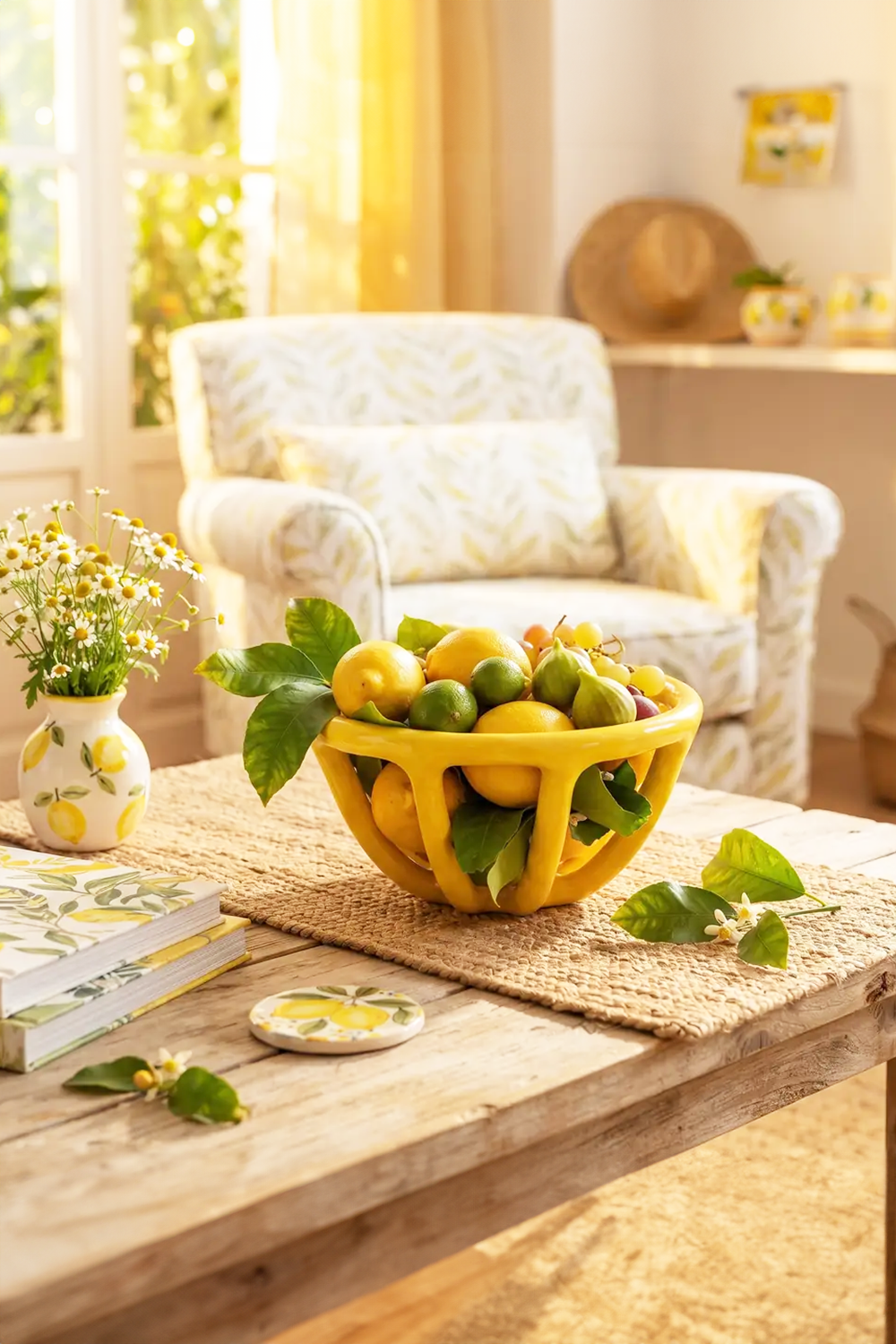 Limon Sarısı Seramik Sepet | Meyvelik, Ekmeklik Ve Dekoratif Obje - 1