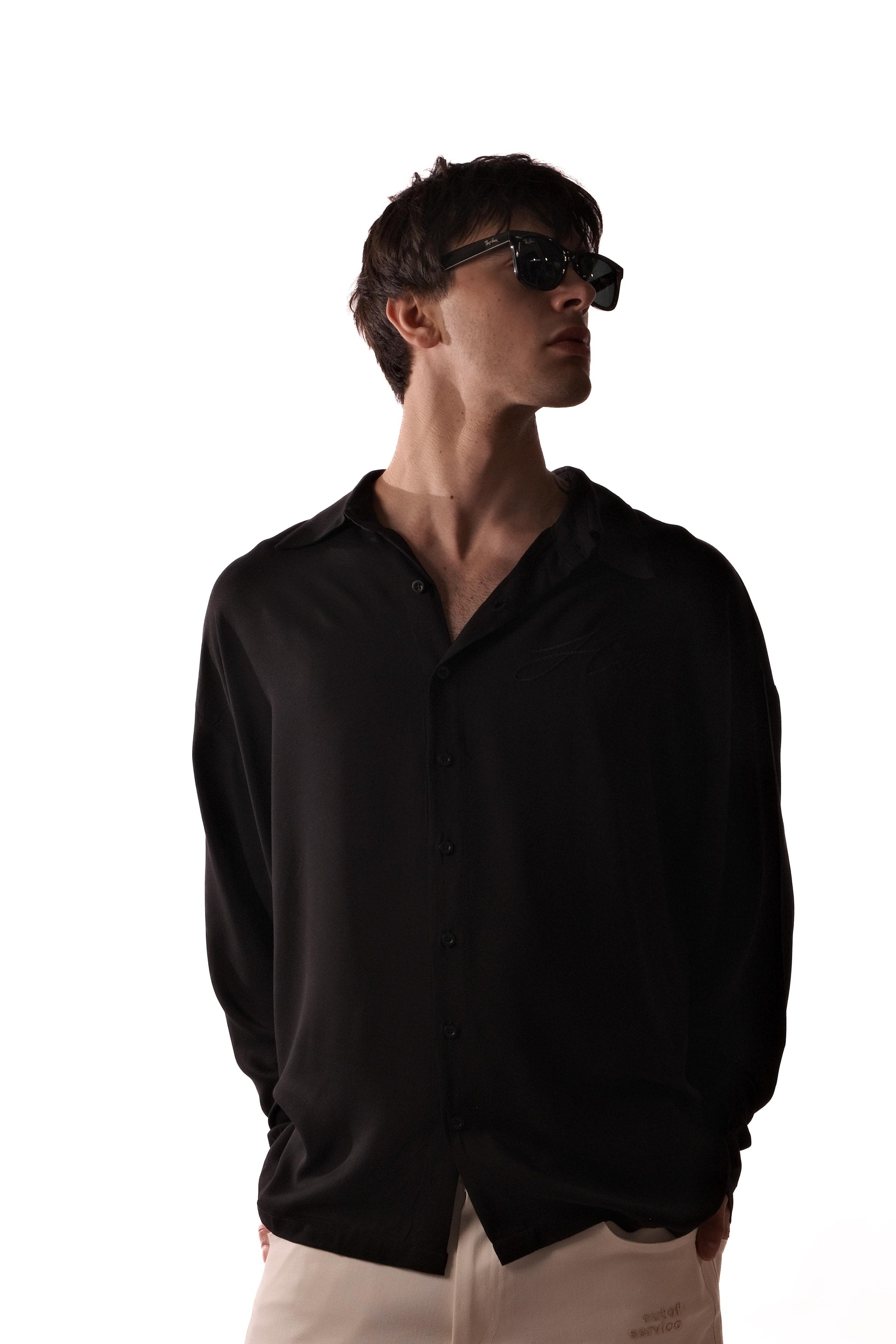 Belmondo Kumaş Oversize Siyah Gömlek - 6