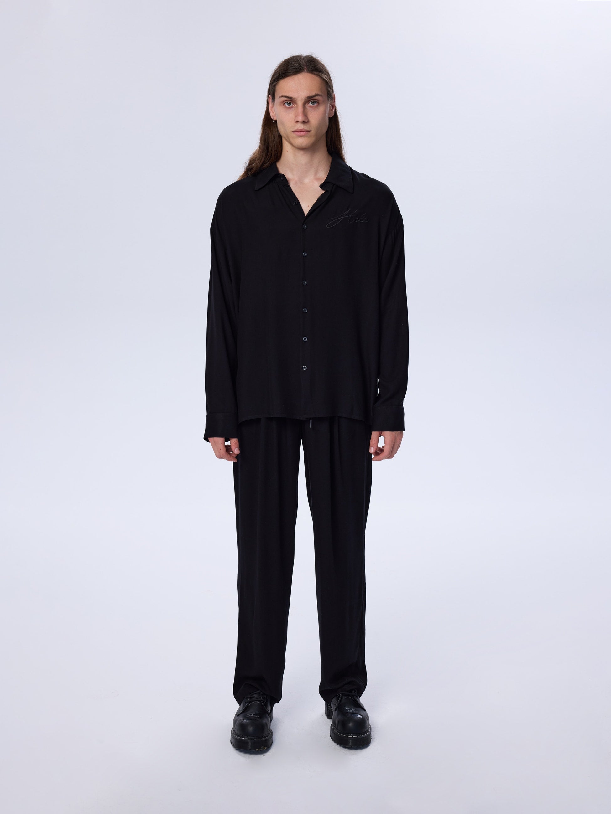 Belmondo Kumaş Oversize Siyah Gömlek - 16