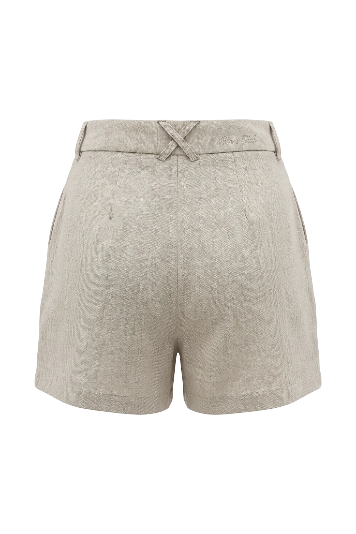 Kadın Oversized Rest Club Linen Short - Bej - 1