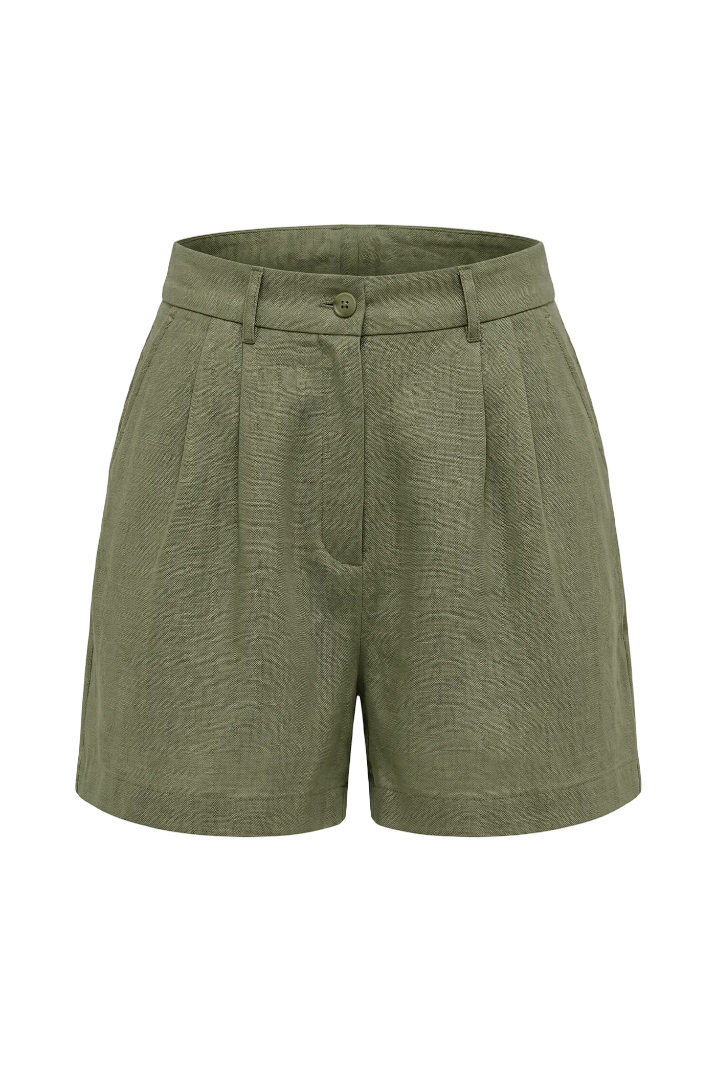 Kadın Oversized Rest Club Linen Short - Haki - 0