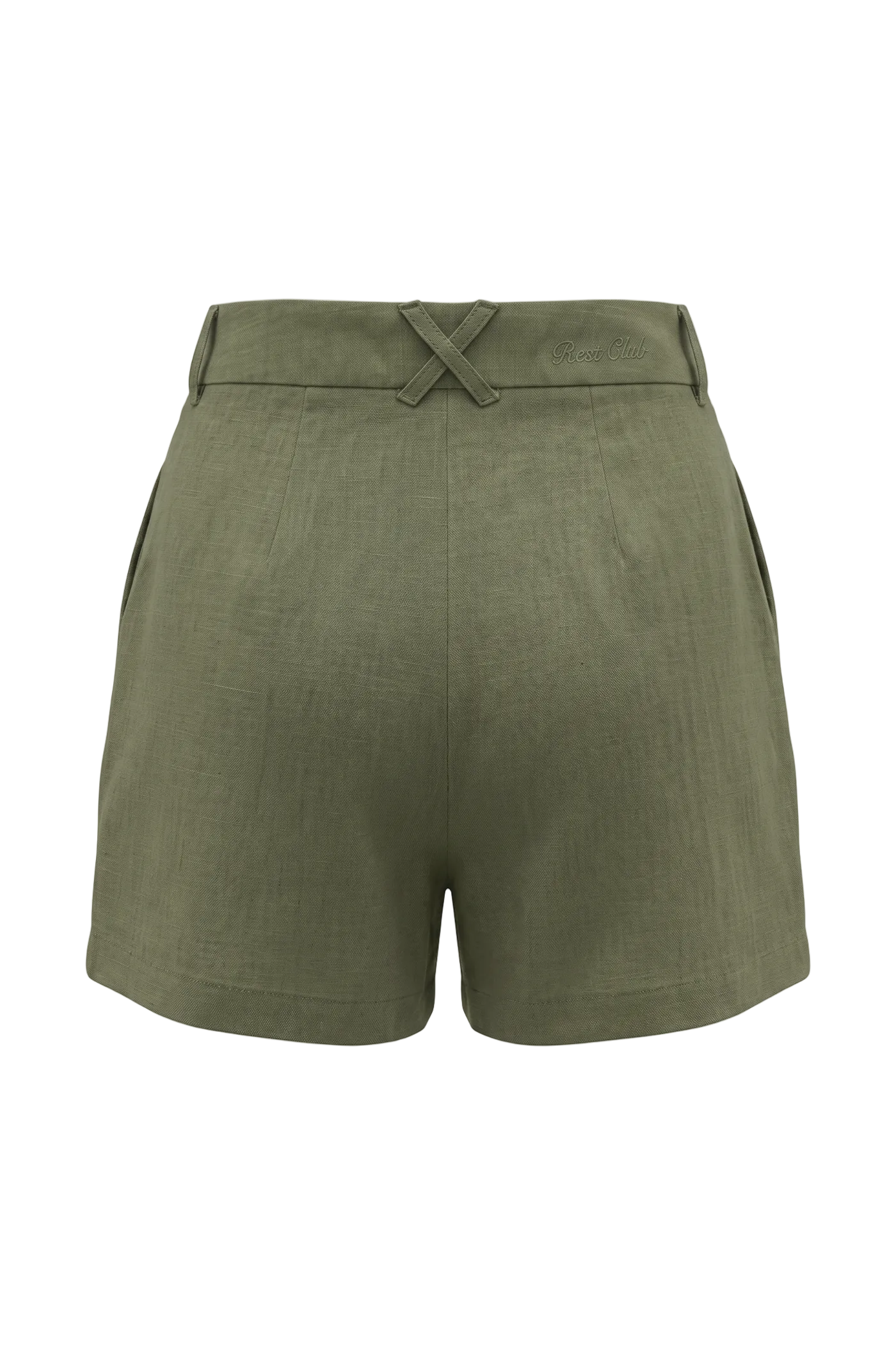 Kadın Oversized Rest Club Linen Short - Haki - 1