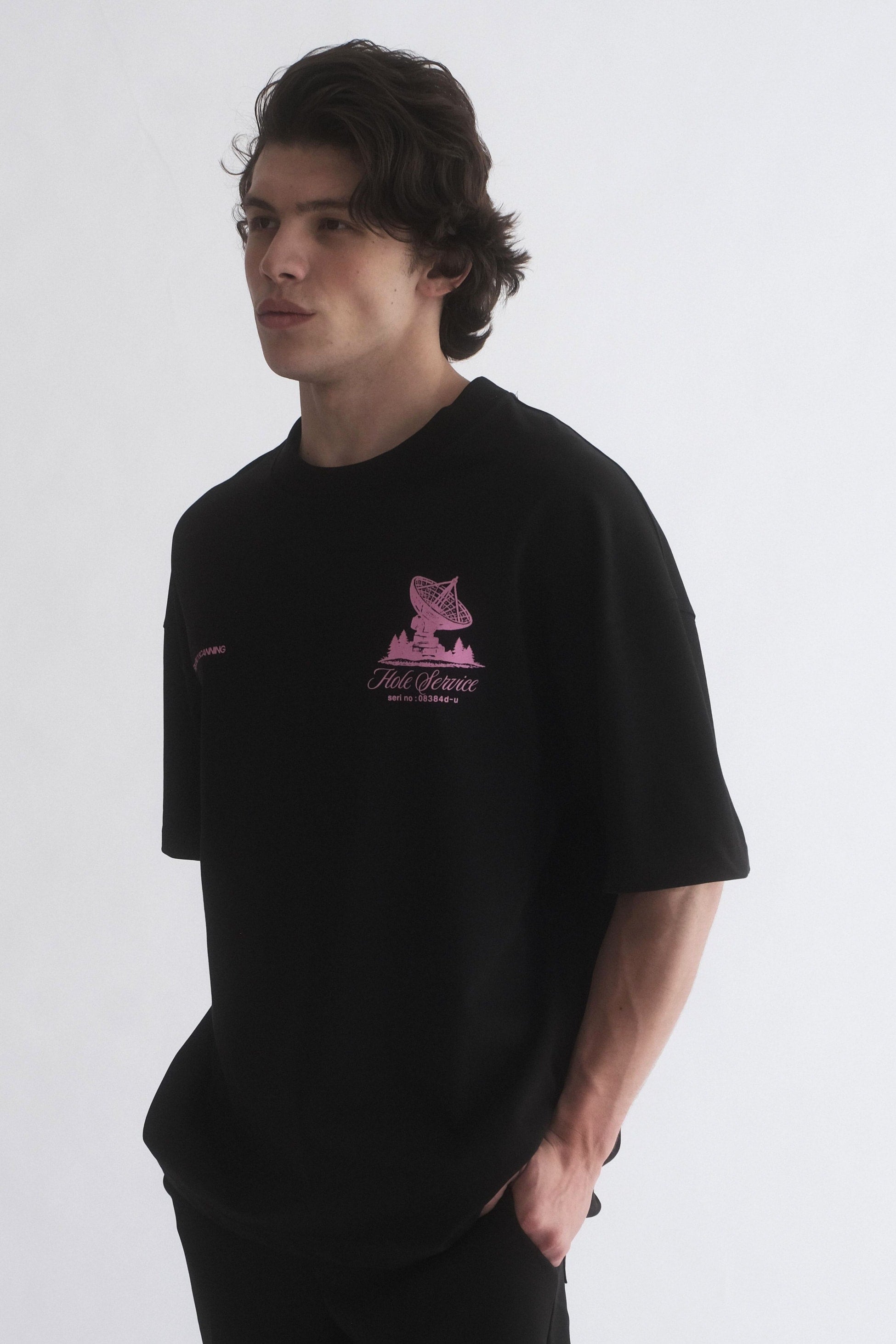 Hole Service Satellite Baskılı Oversize T-Shirt - 14