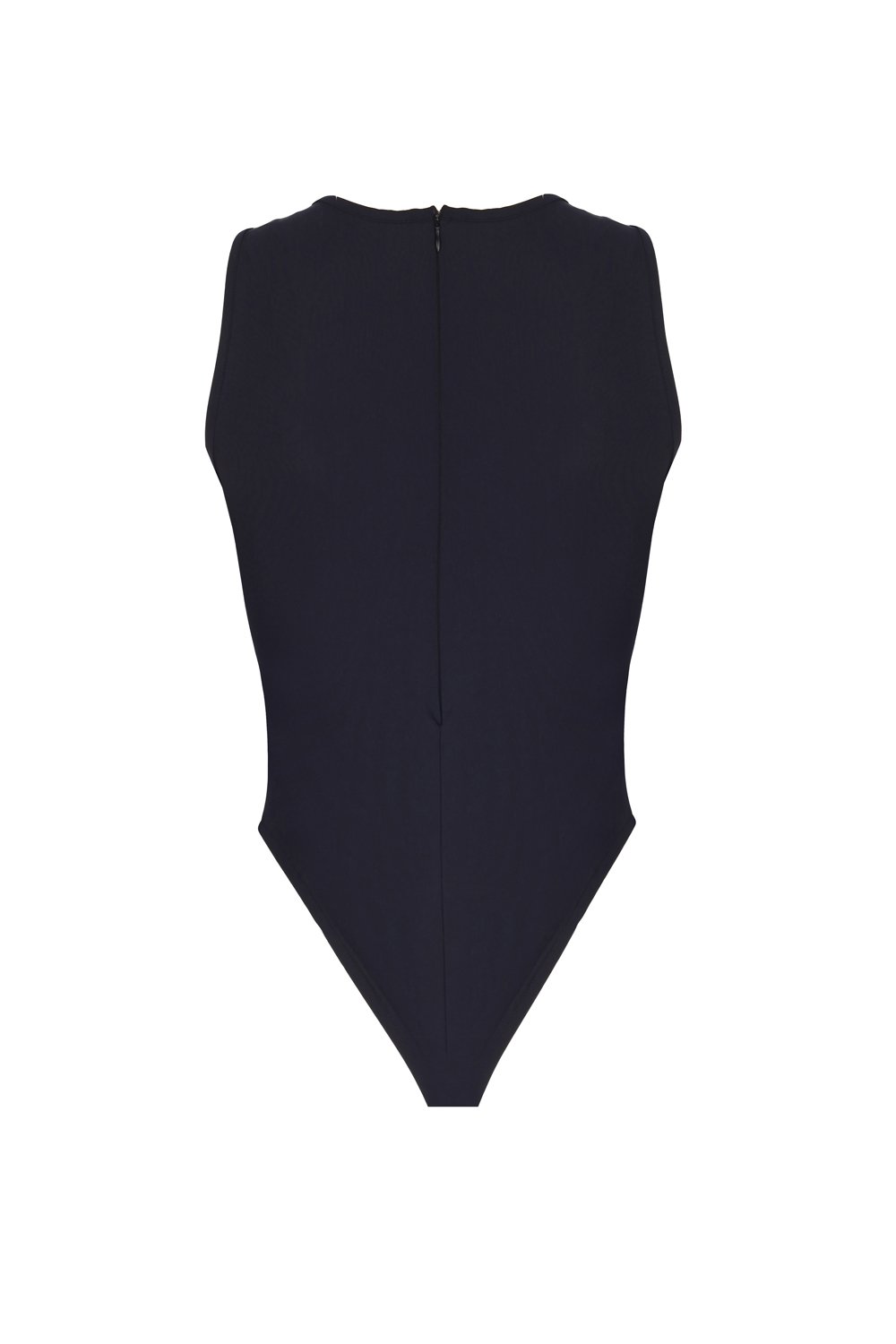Pencere Detaylı Göbek Dekolteli Kontrast Kumaşlı Bodysuit - 1