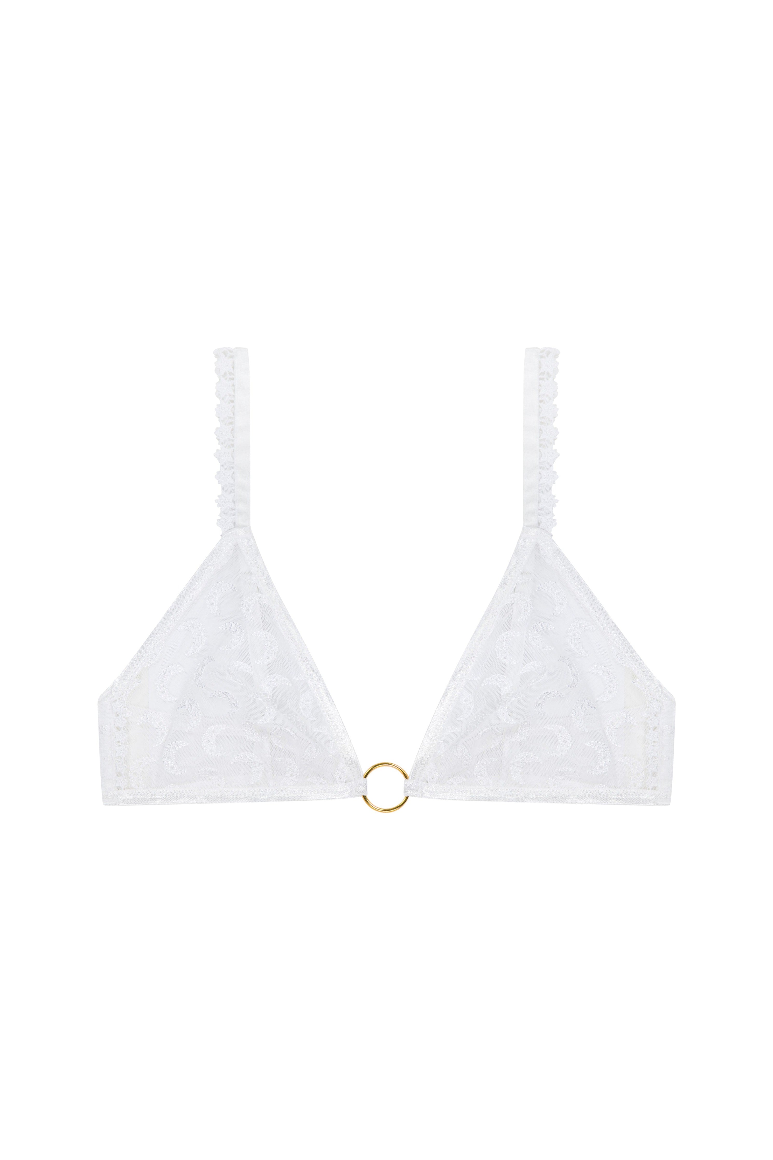 Ay Desenli Dantel Bralet, Beyaz - 1