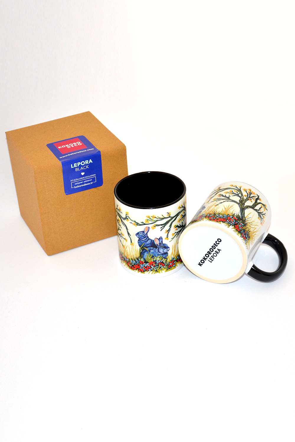 Lepora | Tavşan Ve Doğa Desenli | Özel Tasarım Porselen Kupa – 330ml - 9