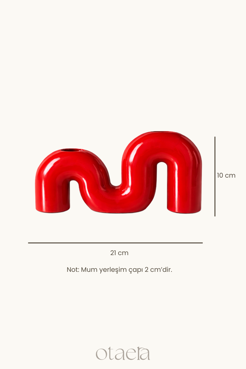 Denge | M Form Şamdan 2'li, Dekoratif Mumluk, Modern Tasarım Mumluk, Kırmızı - 1