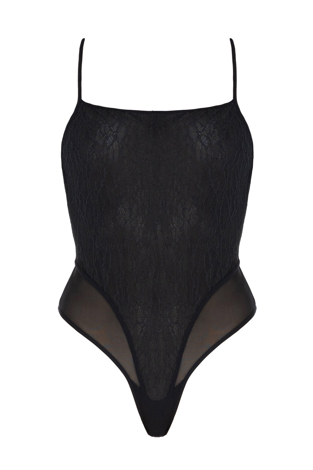 Vera Siyah Dantel Bodysuit - 0