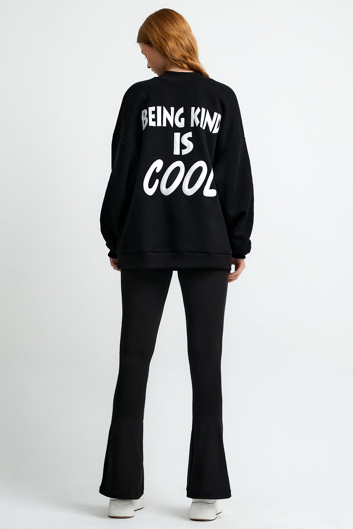 Nakışlı Oversize Sweatshirt, Unisex - 2