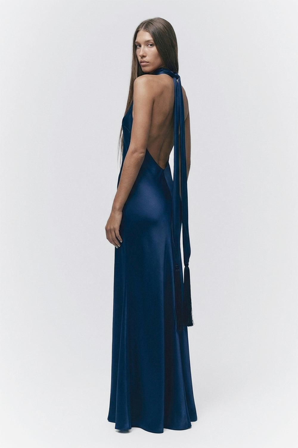 Limited Edition Last Sapphire – Mavi Uzun Saten Elbise - 1