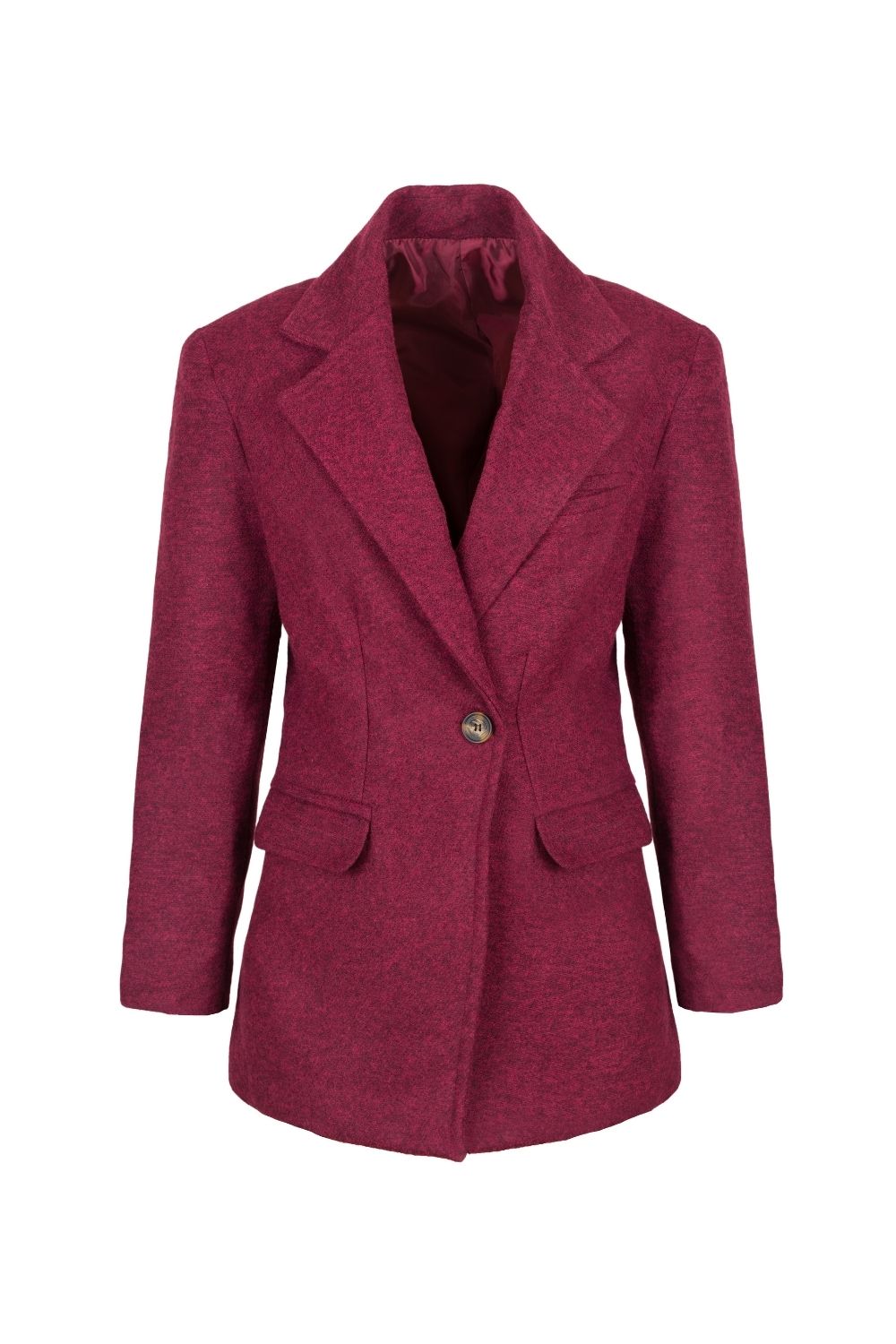 Yün Karışımlı Kruvaze Blazer Ceket, Bordo - 0