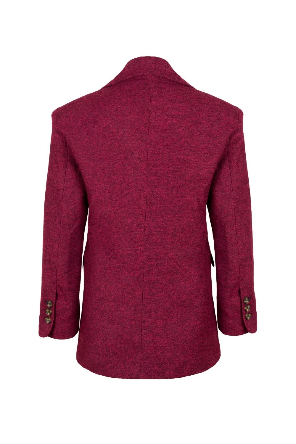 Yün Karışımlı Kruvaze Blazer Ceket, Bordo - 1