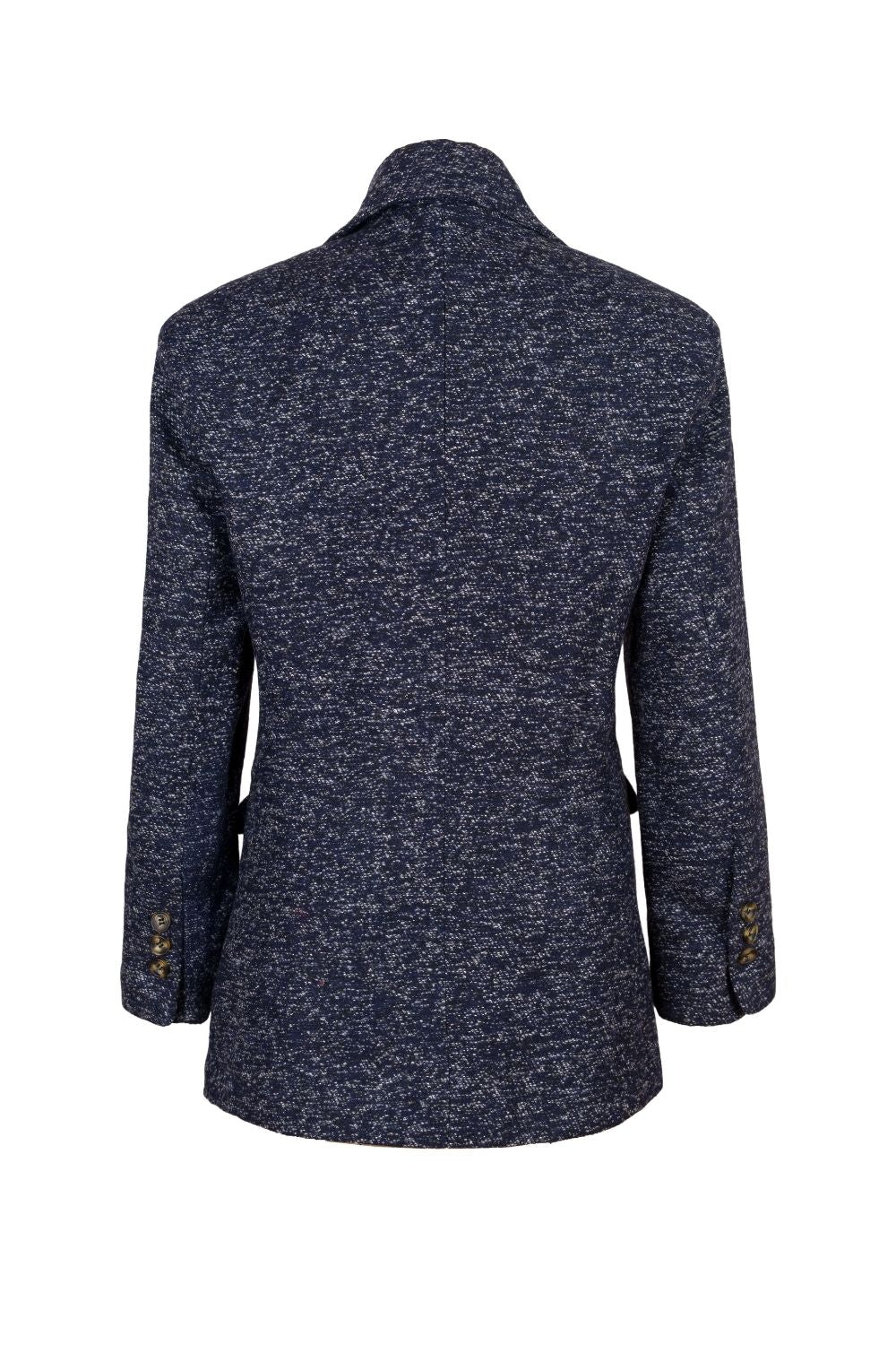 Yün Karışımlı Kruvaze Blazer Ceket, Lacivert - 1