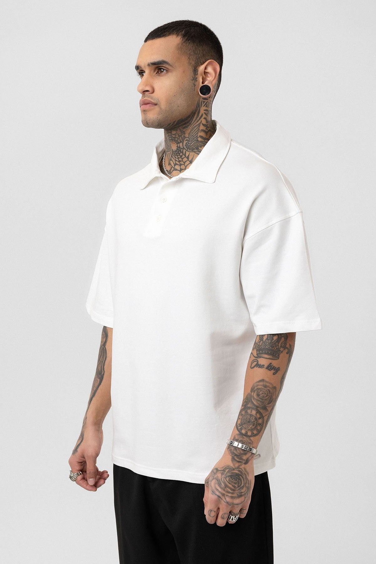 Basic Polo Yaka Oversize Tişört - 5