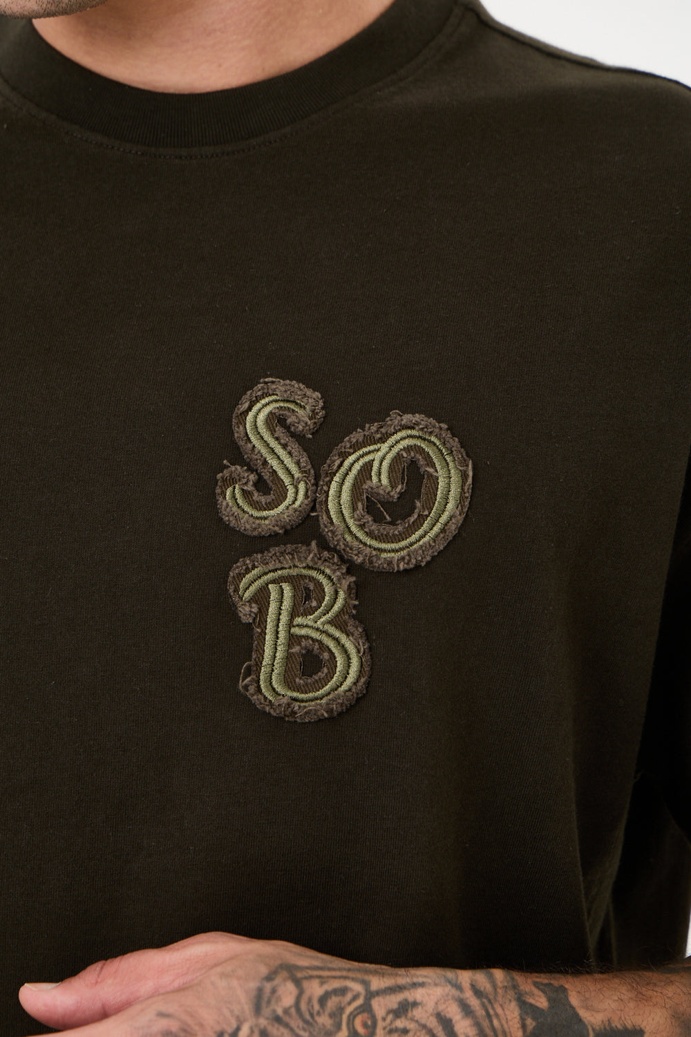 Dark Green Aplike Detaylı Comfort T-Shirt - 5