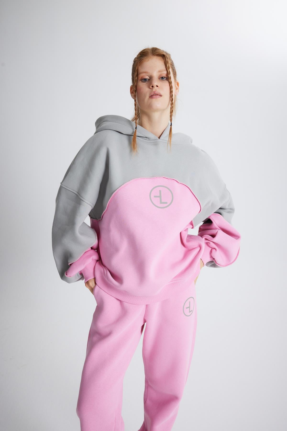 Şardonlu 3 İplik Oversize Kapüşonlu Sweatshirt, Pembe - 4
